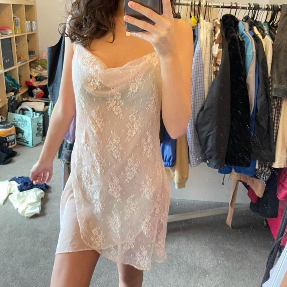Elegant Lace Slip Dress in Cream